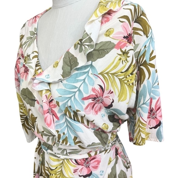 Rinascimento Italy tropical floral mini wrap dress M - Picture 3 of 11